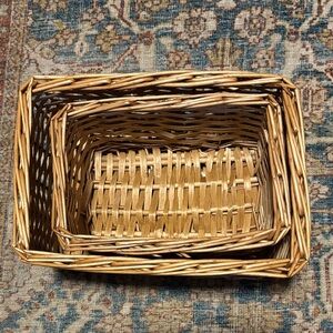 Natural Wicker Nesting Storage Baskets - Set of 2